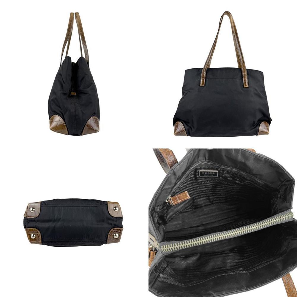 PRADA handbag nylon leather black x brown women's z5665 - Picture 2 of 5